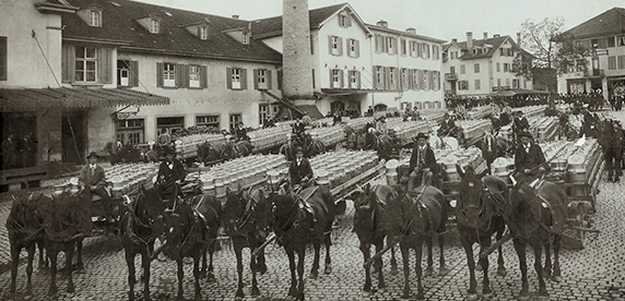milk arrival in Cham, Switzerland